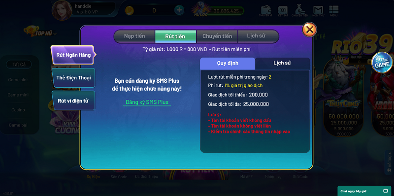 Nhiều phương thức nạp tiền tham gia cá cược game bầu cua rio66